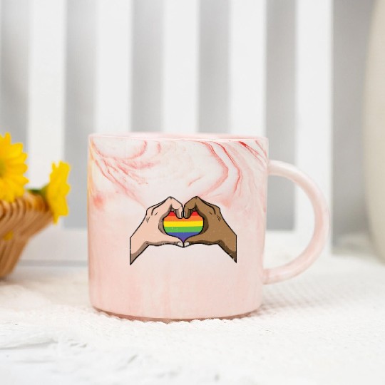 LGBT Rainbow Heart Gay Pride Lesbian Equality Gift Marble Mugs