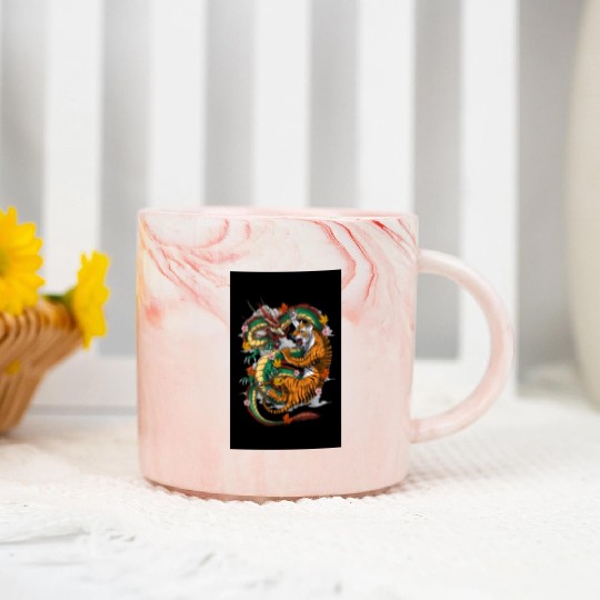 Japanese Dragon Tiger Marble Mugs