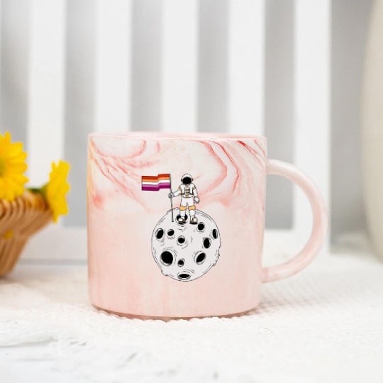 Lesbian Astronaut On Moon Lesbian Flag Marble Mugs