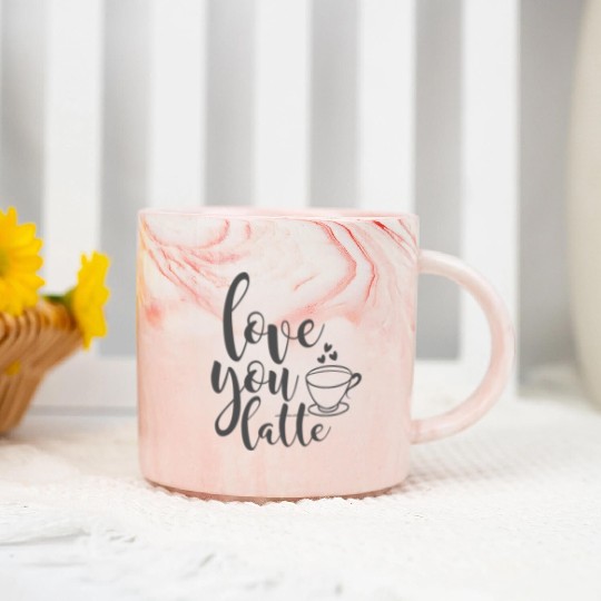 Love You Latte Coffee Lover Marble Mugs