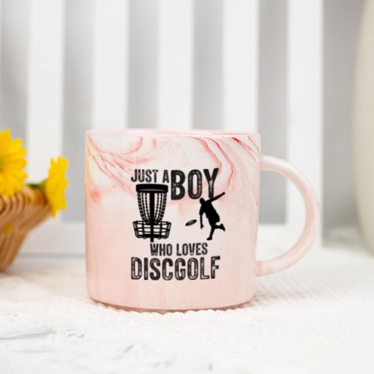 Boy Who Loves Disc Golf Vintage Ultimate Frisbee Marble Mugs