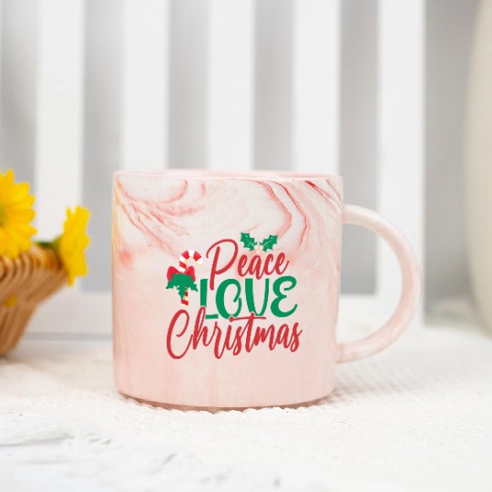Peace Love Christmas Marble Mugs
