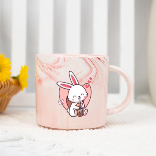 Kawaii Dog Loves Marble Mugs Boba Tea Bubble Tea Anime
