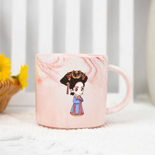 HAND PAINTED GIRL IMAGE Marble Mugs