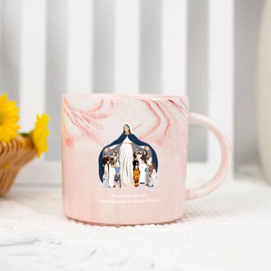 Virgin Mary Rosary Marble Mugs