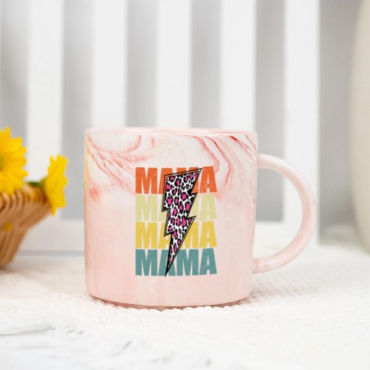 Lightning Bolt Leopard Cheetah Print Multi Color Marble Mugs
