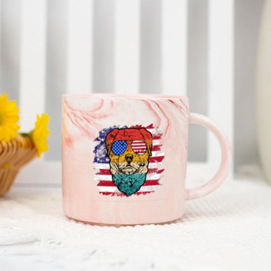 vintage dog lover sublimation flag usa vintage Marble Mugs