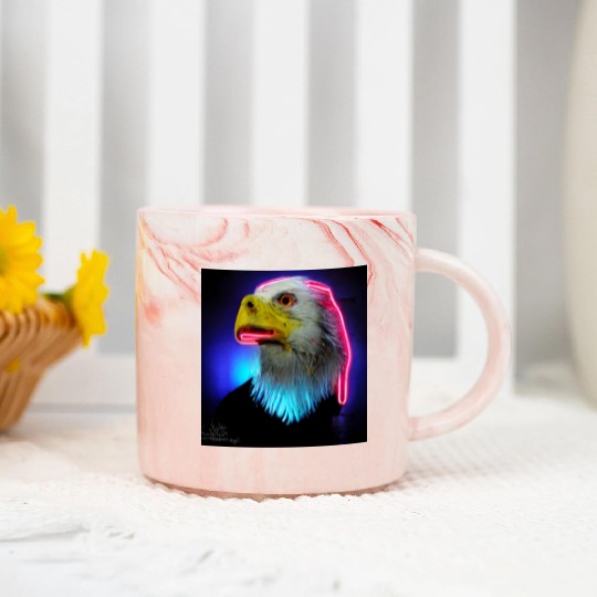 i love america neon bright lightsamerican eagle Marble Mugs
