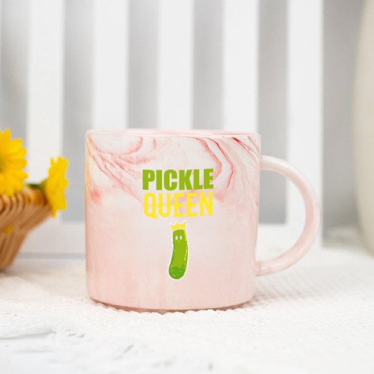 Pickle Queen Head Chef Gift Marble Mugs
