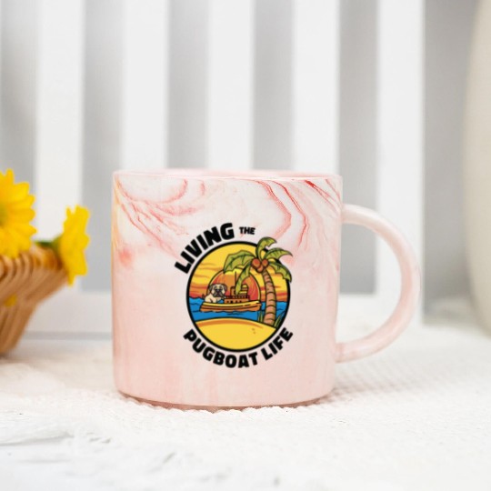 Tugboat Pugboat Life Sailing Pug Owner Boat Marble Mugs