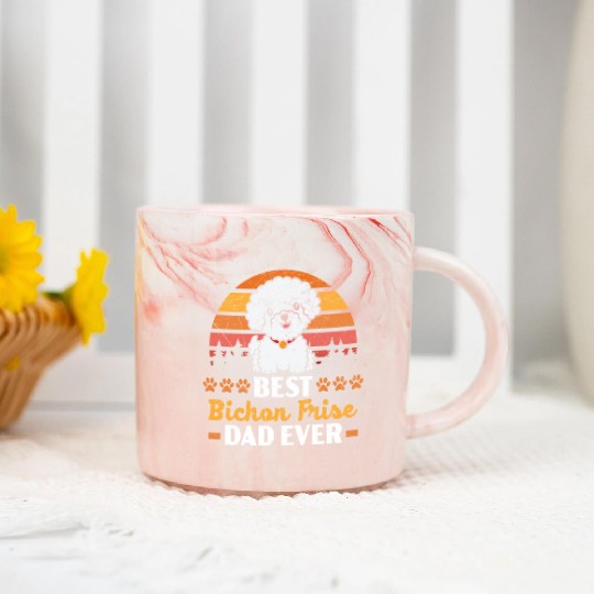 Best Bichon Frise Dad Ever Curly Hair Pup Puppy Marble Mugs