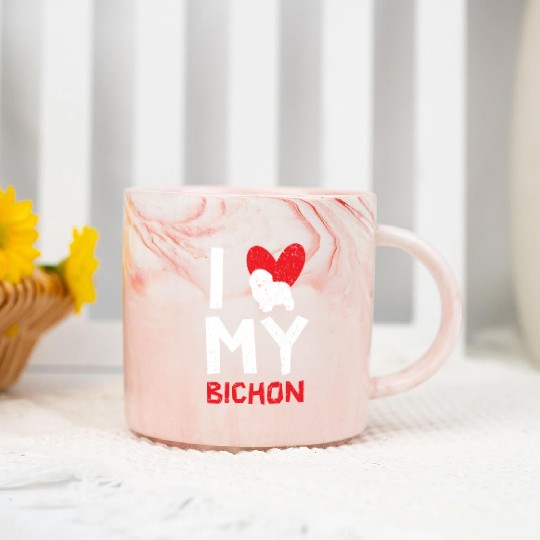 I Love My Bichon Frise Curly Hair Pup Puppy Lover Marble Mugs
