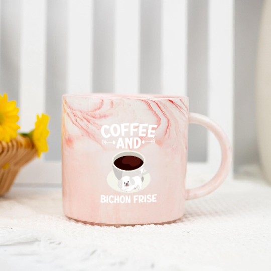 Coffee And Bichon Frise Curly Hair Pup Puppy Lover Marble Mugs