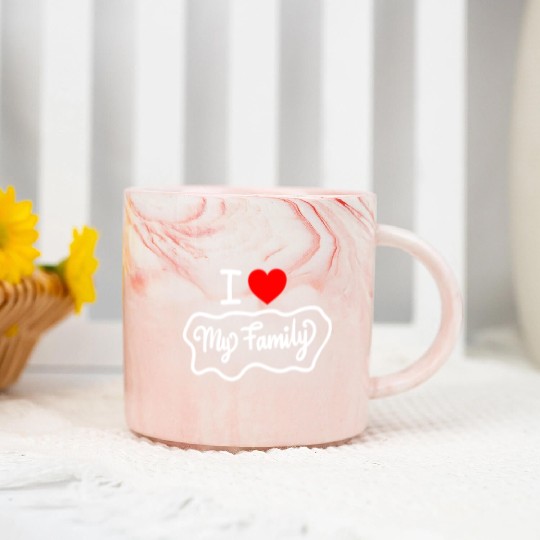 I Love My Family Funny design Classic Marble Mugs