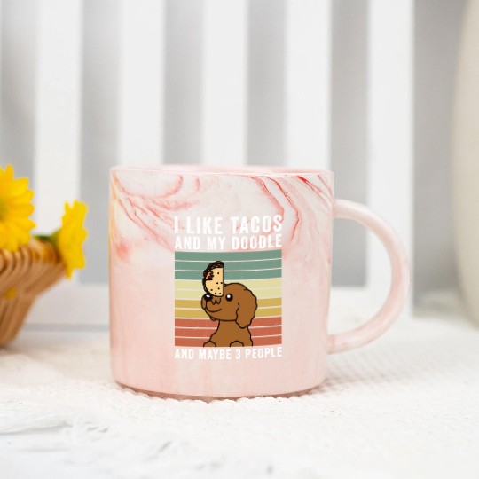 I Like Tacos And My Goldendoodle Marble Mugs