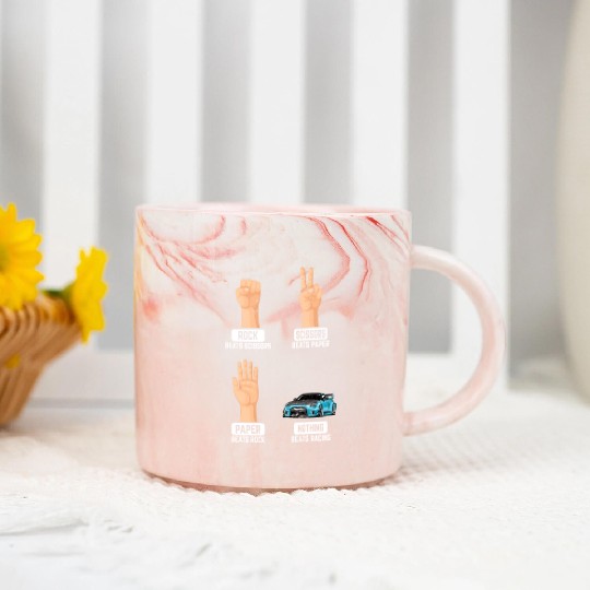 Rock Paper Scissors Nothing Beats Racing Funny Rac Marble Mugs