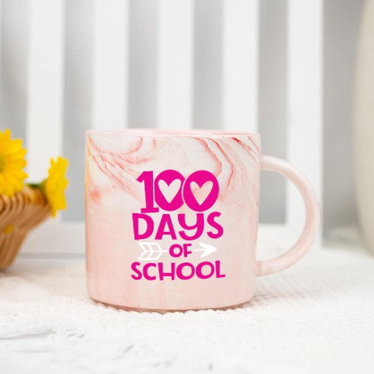 K 100 Days Of School With Arrow For Girls And Teac Marble Mugs