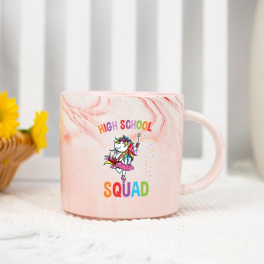 High School Squad Unicorn Back To School Marble Mugs