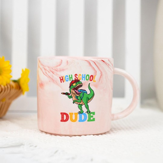 High School Dude T-Rex Dinosaur Boys Marble Mugs