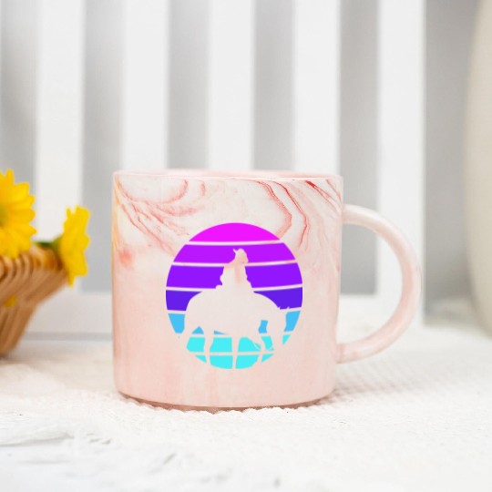 Synthwave Cowboy Horse Wrangler Gift Marble Mugs