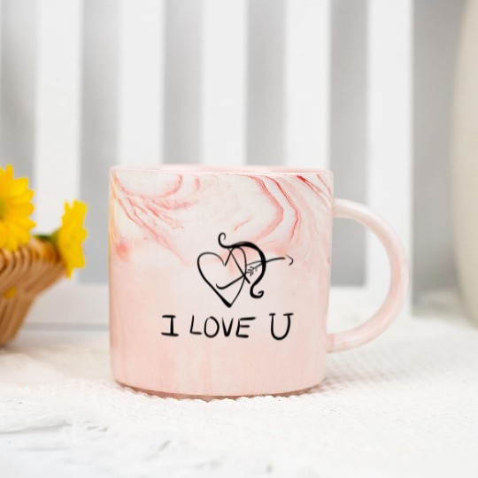 bow shoot arrow heart i love you Marble Mugs