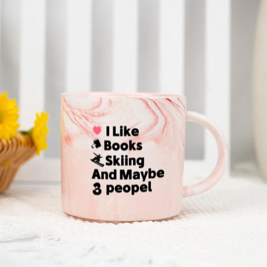 I like Books And skiing Maybe 3 People Marble Mugs