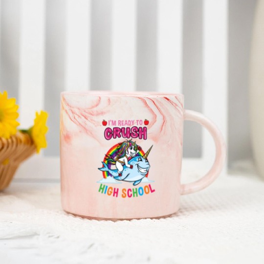 Im Ready To Crush High School Unicorn Girls Marble Mugs
