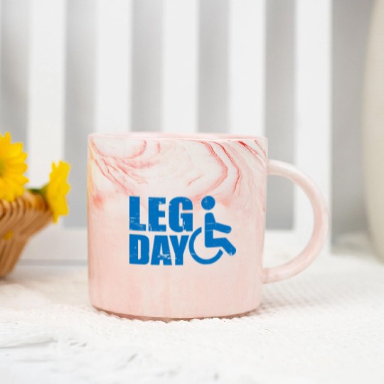 Leg Day Handicapped Wheelchair 19 Marble Mugs