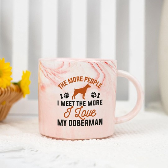 I Love My Doberman Marble Mugs