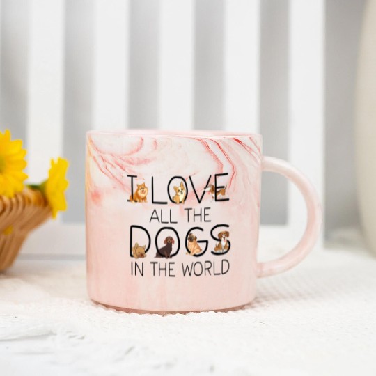 I Love All The Dogs In The World Dog Lovers Gifts Marble Mugs