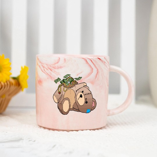 Money Teddy Bear Riches Marble Mugs