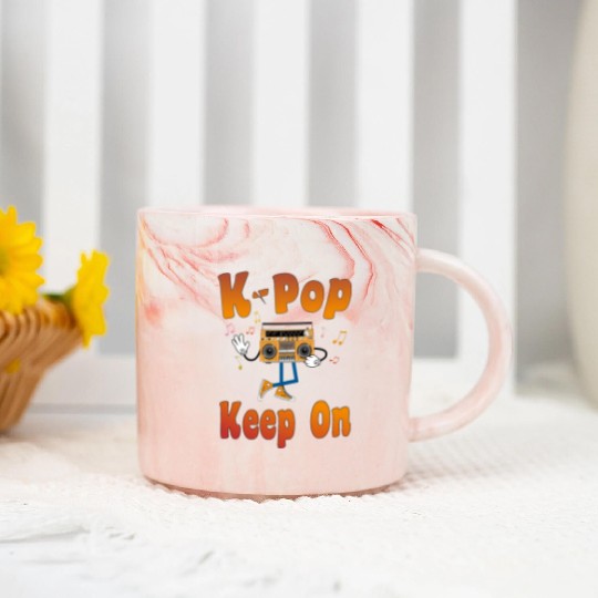 K-Pop on a Retro Boombox w music nout Marble Mugs