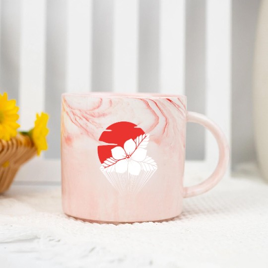 Beautiful Flower with Sun Marble Mugs