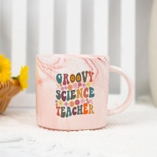 Groovy Science teacher retro Back To School Marble Mugs