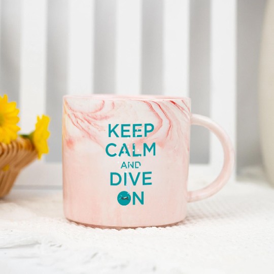 KEEP CALM AND DIVE ON Marble Mugs