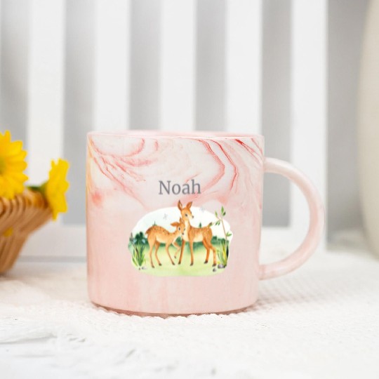 Waldtier Reh Flowers Name Noah Marble Mugs