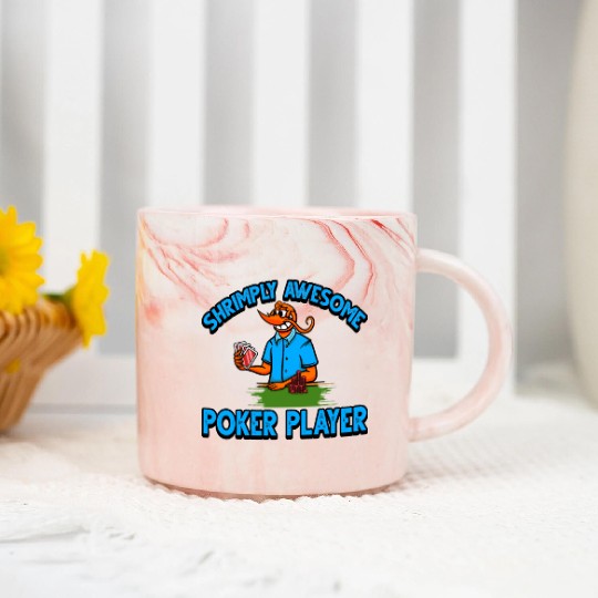 Funny Shrimp/Prawn Pun. Shrimply Awesome Poker Marble Mugs