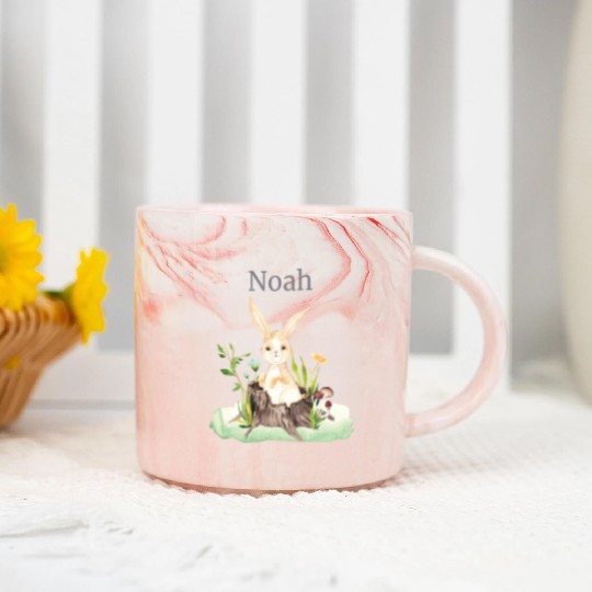 Waldtier Reh Hase Hedgehog Flowers Name Noah Marble Mugs