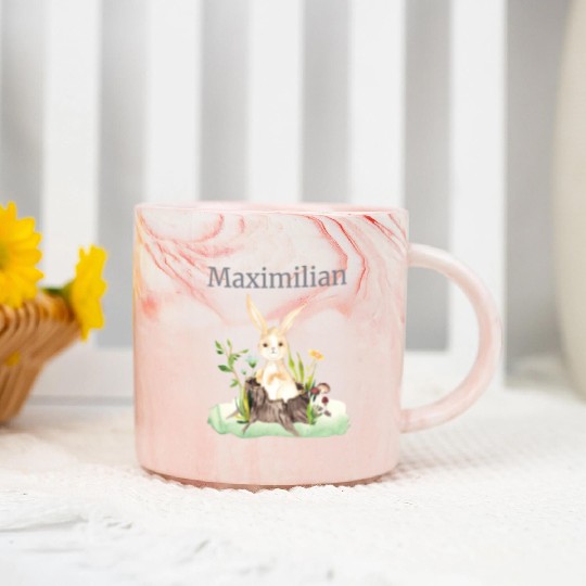 Waldtier Reh Hase Hedgehog Flowers Name Maximilian Marble Mugs