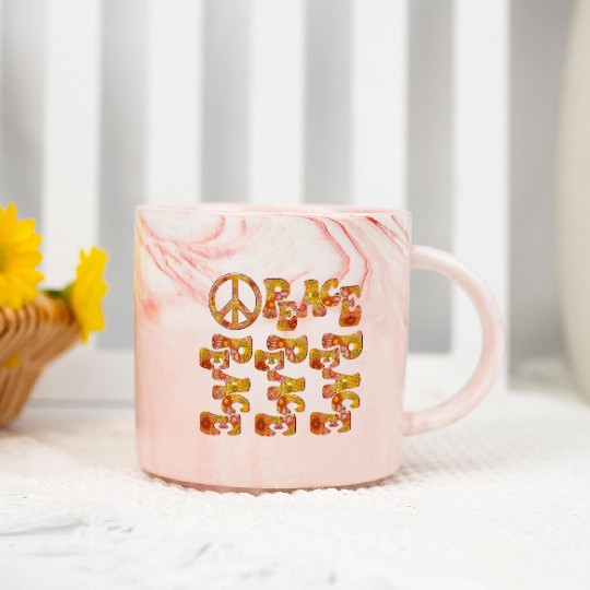 Psychedelic groovy Peace Marble Mugs