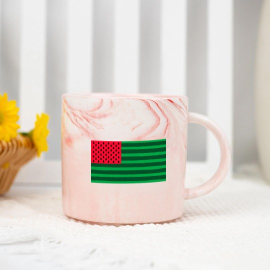 Funny Watermelon Flag USA Marble Mugs