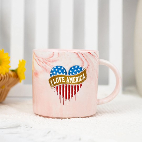 I Love America Marble Mugs