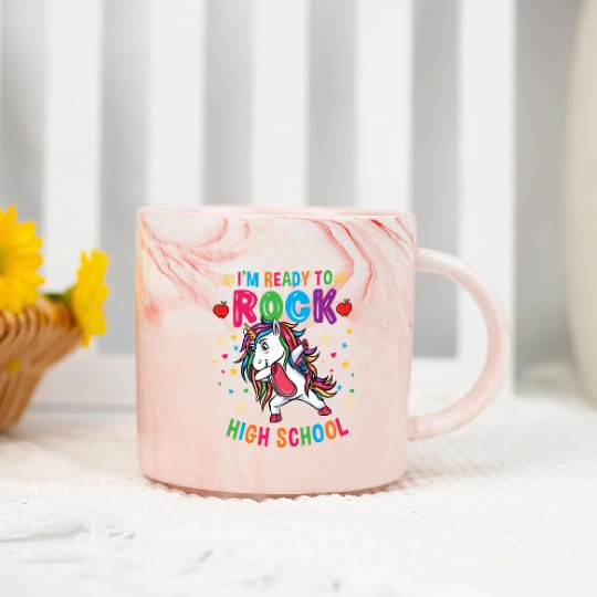 Unicorn Im Ready To Rock High School Marble Mugs