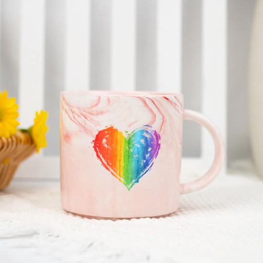 LGBT Gay Lesbian Pride Month Heart Flag LGBT Marble Mugs