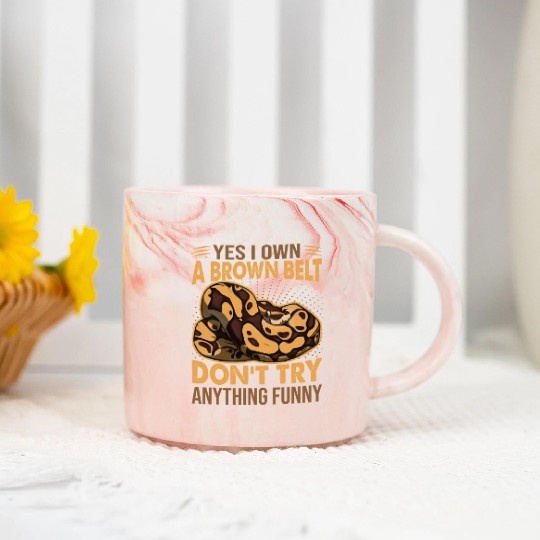 Yes I Own A Brown Belt Don't Try Anything Funny - Marble Mugs