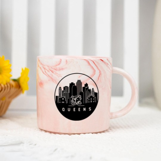 Queens New York Skyline Marble Mugs