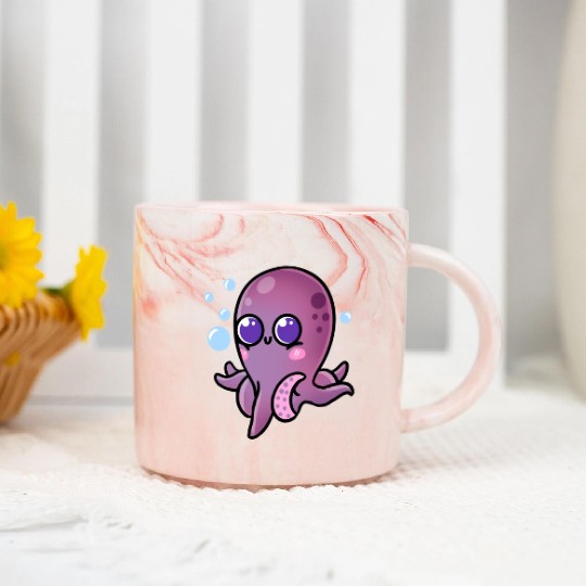 Kawaii Octopus For Octopus Lover Marble Mugs
