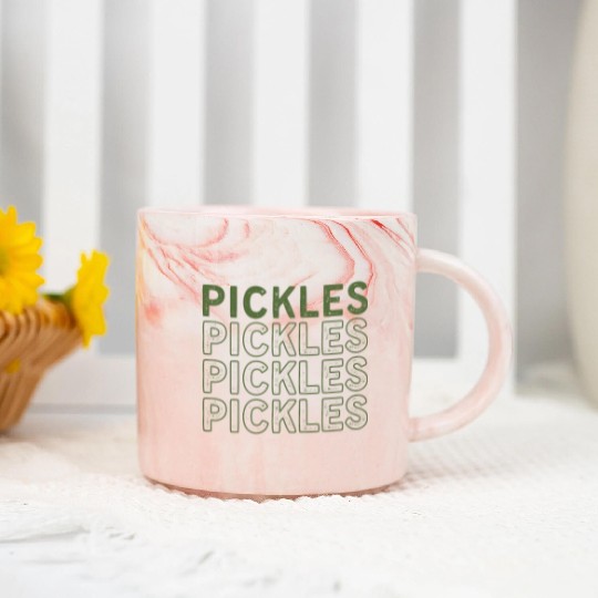 Funny Vegetable Pickles Retro Green Cucumber Humor Marble Mugs
