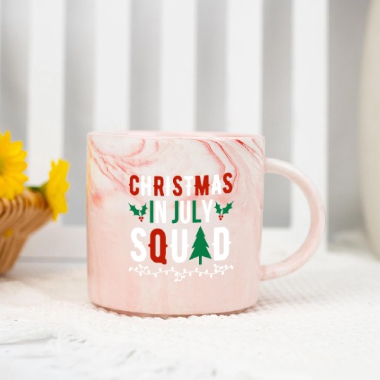 Christmas In July Squad Xmas Matching Family Marble Mugs