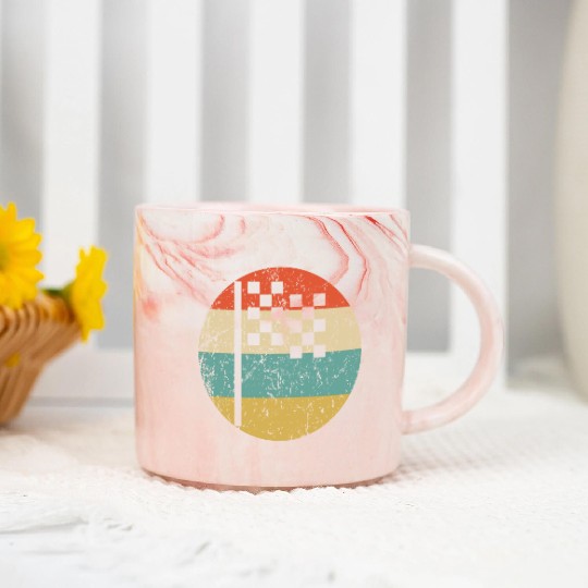 Checkered Flag Icon Retro Racing Marble Mugs